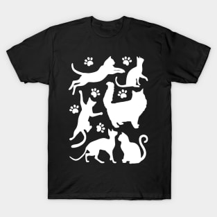 Pattern Of Cats And Paws T-Shirt